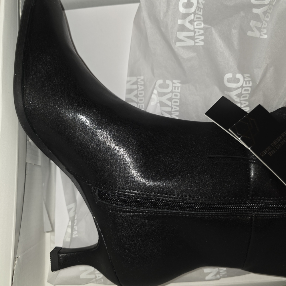 Women’s Black Faux Leather Dress with Side Zip - Picture 2 of 6